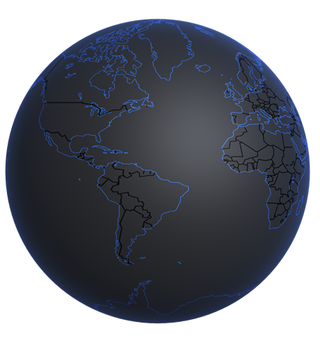 Dark outline globe map style